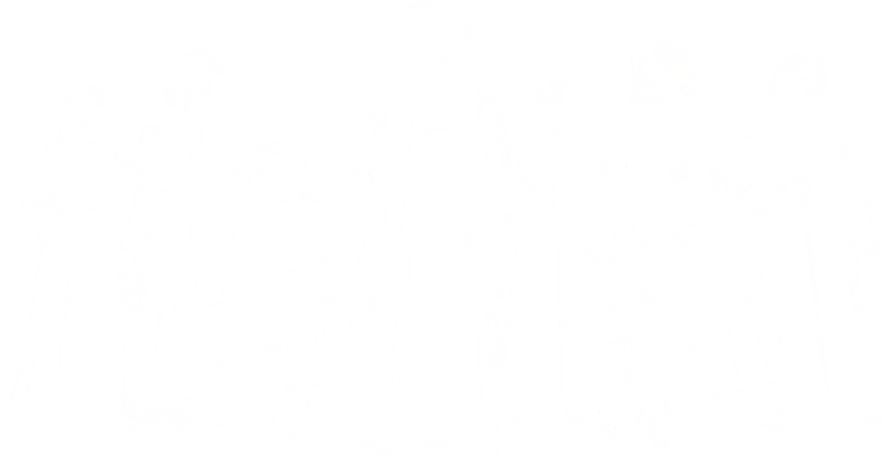رسم خطي لمجموعة متنوعة من الأشخاص، بينهم مستخدمو كراسٍ متحركة وعصا بيضاء.