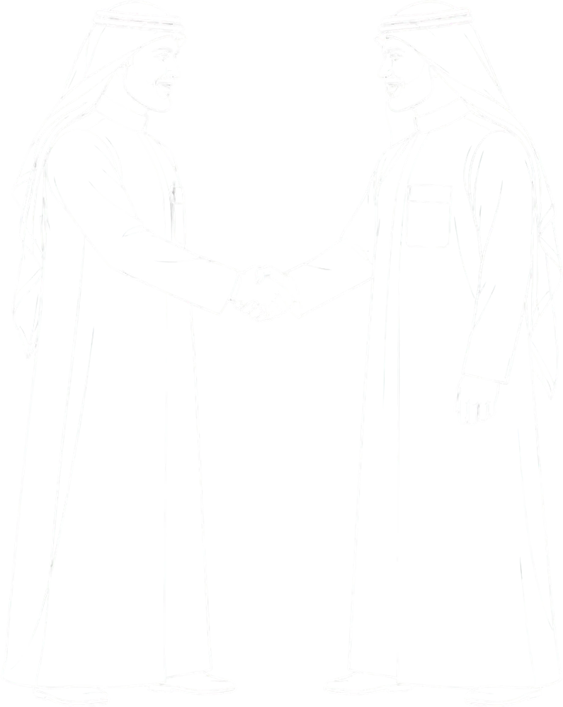 رسم خطي لرجلين يتصافحان.